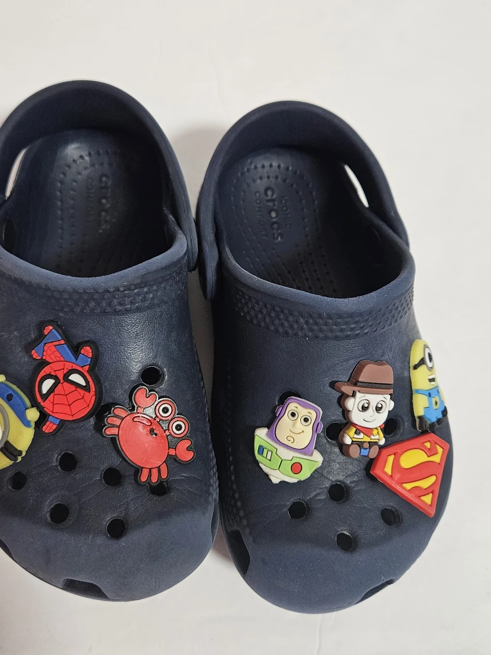 CROCS Kids Navy Blue Clog Shoes with Character Charms